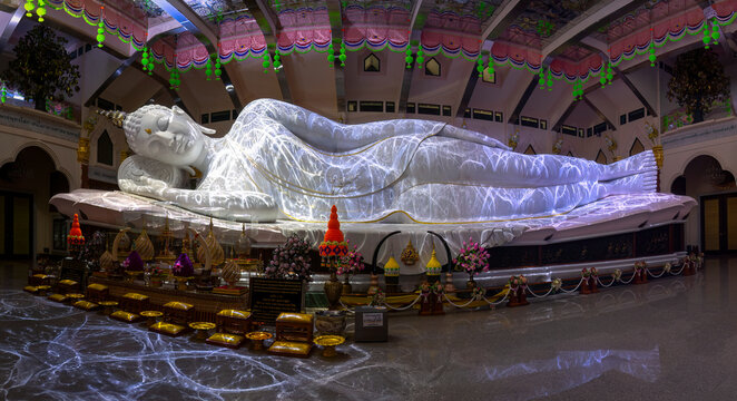 Reclining Buddha Reflection at Wat Pa Phu Kon, Udon Thani, Thailand