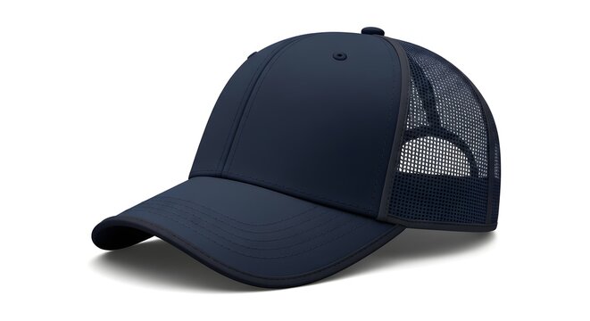 Navy blue baseball cap with mesh back