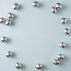 Metallic chicken Easter eggs on a blue background