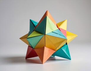 カラフルな幾何学オリガミ構造の立体アート
Colorful geometric origami 3D structure artwork
