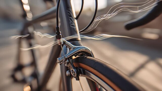 Close-Up of Bicycle Brakes and Wheel