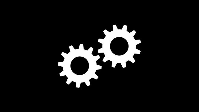 Rotating gear mechanism process settings icon animation 
