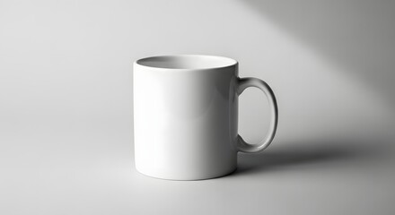 Fototapeta premium A white ceramic mug on a plain background