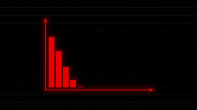 Declining business performance chart animation with downward trend line
