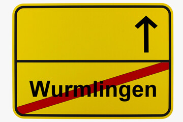 Obraz premium Illustration eines Ortsausgangsschildes von Wurmlingen in Baden-Württemberg 