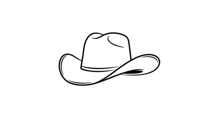 Premium Western Cowboy Hat Logo in Clean Line Art Vector