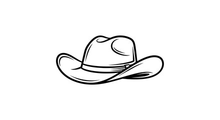 Vector Clean Cowboy Hat Line Art Logo on White Background