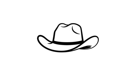 Cowboy Hat Vector Line Art Logo in Black and White