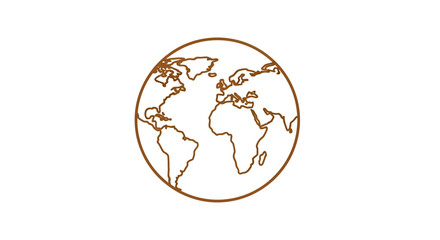 Obraz premium Stylized world globe outline illustration in brown on a clean white background