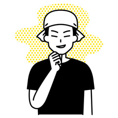 悪巧みをする居酒屋の男性店員