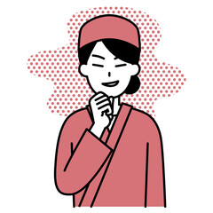 悪巧みをする和食屋の女性店員