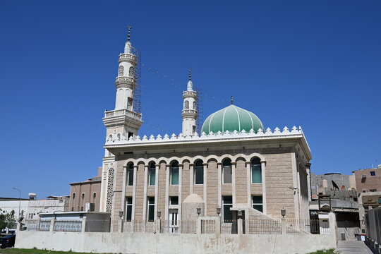 Saudi Arabia, KSA, Dammam, Tarout - aerial view over Mosque close to Tarout Castle 