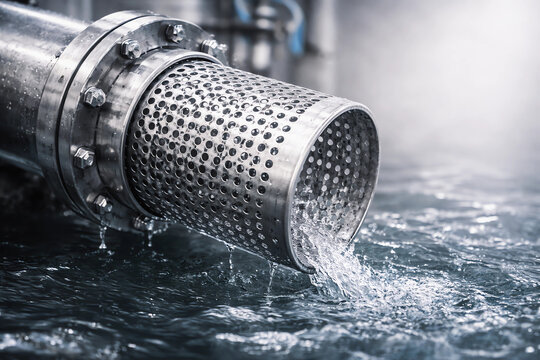 Close Up Intake Strainer Pipe Detail for Water Treatment System