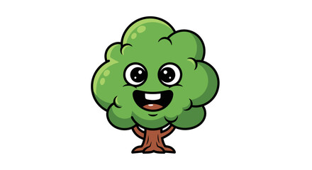 Fototapeta premium Cartoon tree character with a cheerful expression perfect for children's illustration