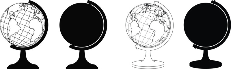 Four different types of globes displayed in a single image