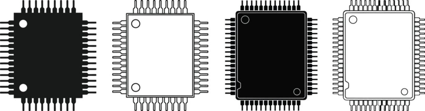 A comparison of different integrated circuit packages and their pin configurations