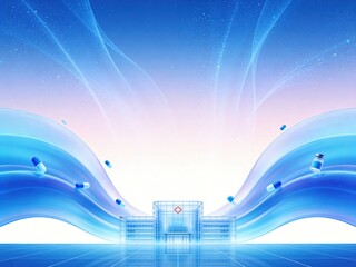 Blue glass texture hospital building background