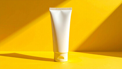 Minimal Skincare Tube Mockup with Bright Pastel Background and Clean Cosmetic Branding Style