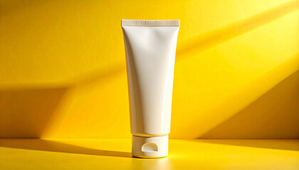 Minimal Skincare Tube Mockup with Bright Pastel Background and Clean Cosmetic Branding Style