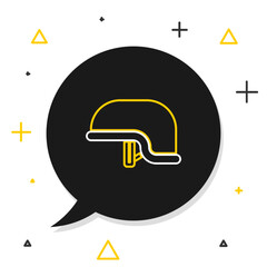 Naklejka premium Line Military helmet icon isolated on white background. Army hat symbol of defense and protect. Protective hat. Colorful outline concept. Vector