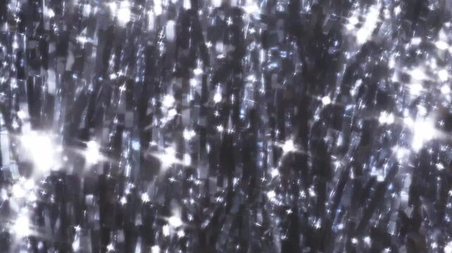 Abstract Background of Vibrant Metallic Tinsel Fringe Curtain Texture for Festive Party or Holiday Event Designs