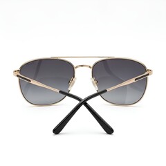 Aviator sunglasses with gold frame and gradient lenses isolated on transparent background