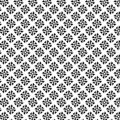 Black and white vector seamless pattern with small diamonds , star shapes ,rhombuses .Abstract black and white geometric texture .Simple minimal wide repeat background .