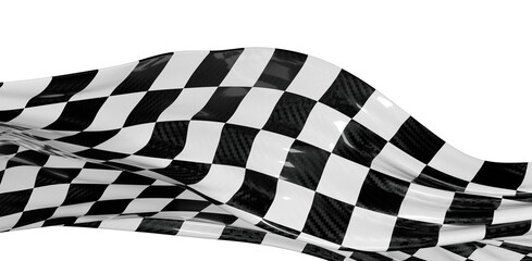 Obraz premium Dynamic image of a checkered flag waving in the wind. Symbol of race, speed, competition, and achievement. Ideal for mot