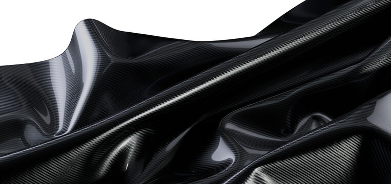 Abstract image of glossy black carbon fiber texture with light reflections. Perfect for backgrounds, textures and design