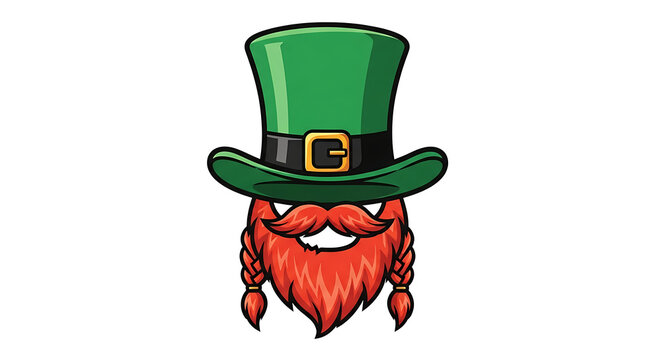Lucky leprechaun with green hat and red beard