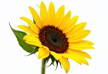 Obraz premium Vibrant Sunflower Bloom Against a White Background