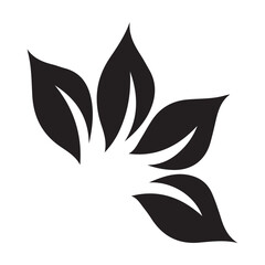 Stylized Black Leaves Vector Illustration on White Background