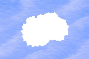 Obraz premium North Macedonia map silhouette cut out from blue sky with clouds background