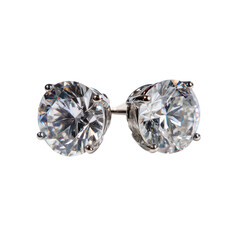 A pair of diamond earrings on transparent background