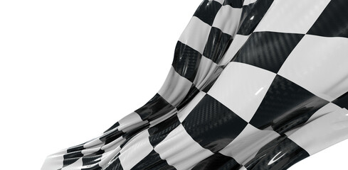 Dynamic checker flag on a white background, symbolizing speed, victory, and the thrill of races. Perfect for motorsport