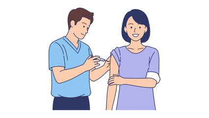 Fototapeta premium Vaccination Scene: A healthcare professional administers a vaccine injection into a patient's arm, promoting public health and immunization.