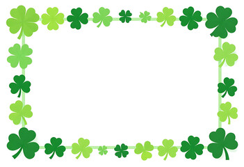 St Patrick Day holiday background with a green shamrock leaf border and lucky clover floral vector pattern for an Irish spring nature card design
