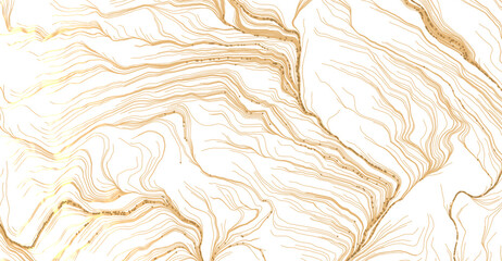Obraz premium Elegant abstract design featuring flowing golden lines on a clean white backdrop, evoking a sense of luxury, texture, an