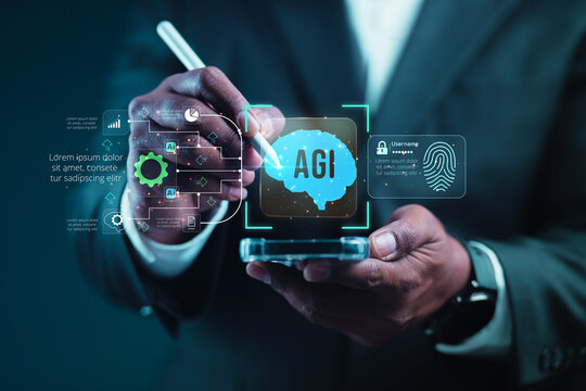 Concepts of artificial intelligence decision making, digital brain interfaces, data-driven strategic automation that visualizes processes, and intelligent enterprise technology.
