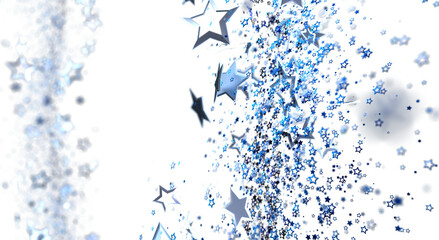 Fototapeta premium Abstract background of blue and white stars against a bright white background. Perfect for celebratory events or dreamy