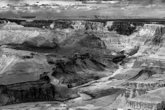 scenic view to south rim ogf Grand canyon with river Colorado