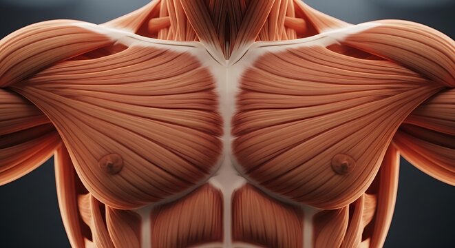 Detailed anatomical illustration of the human pectoral muscles