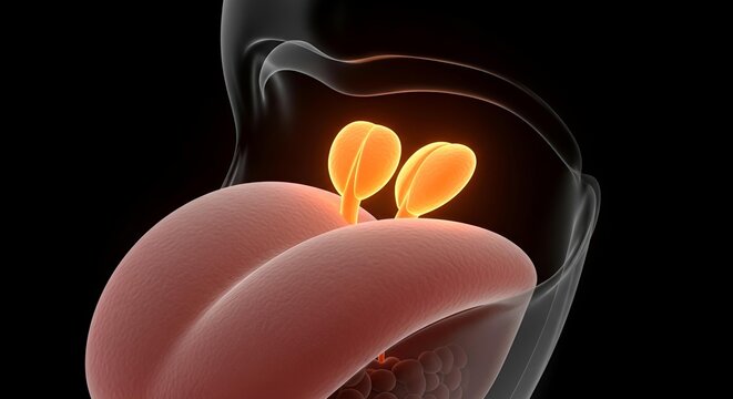 Detailed 3D Illustration of Human Sublingual Salivary Glands Located Under the Tongue