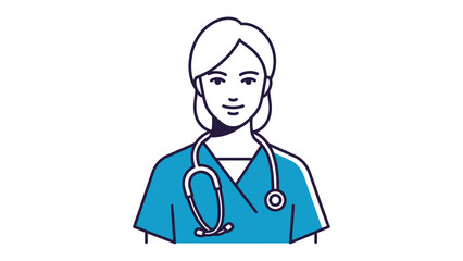 Fototapeta premium Medical Professional's Portrait: A skilled medical professional exudes calm confidence and dedication. Wearing a stethoscope, she embodies caring, expertise.