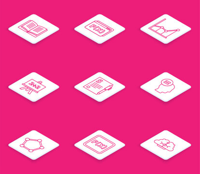 Set line Equation solution, Geometric figure Pentagonal prism, Sigma symbol, Calculator, Open book, Test exam sheet, Sphere and icon. Vector