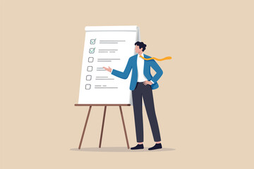 Fototapeta premium Professional presenting a checklist or project plan on a whiteboard