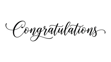 Elegant cursive congratulations written in black ink on a white background Vector