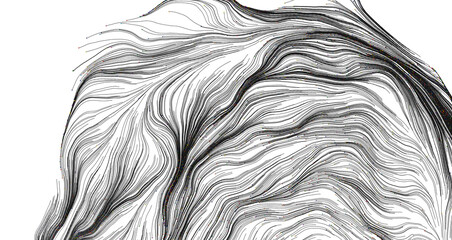 Intricate abstract artwork featuring flowing lines, representing concepts of movement and energy,...