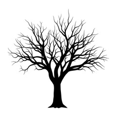 Obraz premium Bare Tree Silhouette Nature Vector Illustration