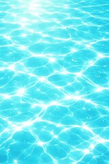 A calming 3D illustration of shimmering turquoise water seen from above, with sunlight creating flowing ripple patterns. Strong depth through layered light refractions, smooth gradients